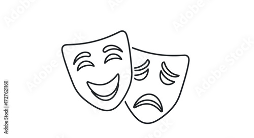 Two contrasting theatrical masks joy and sorrow.