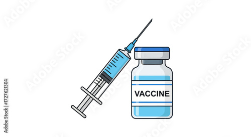 Vaccine Vial and Syringe for Injection.