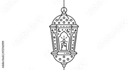 Ornate Islamic Lantern with Intricate Design.