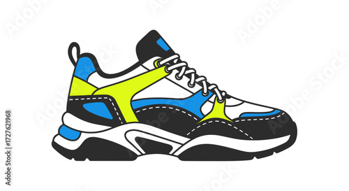 Stylish Multicolored Chunky Sneaker Design Illustration.