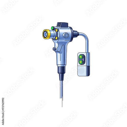 Illustration of an endoscopic medical device, showcasing its intricate design and functionality for internal examinations.