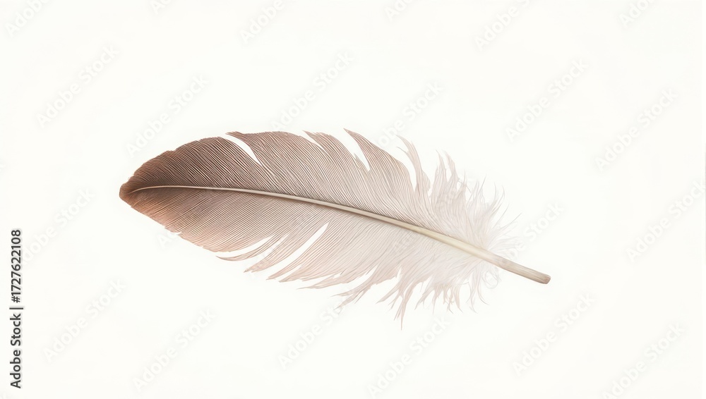Obraz premium A single feather against a plain white background