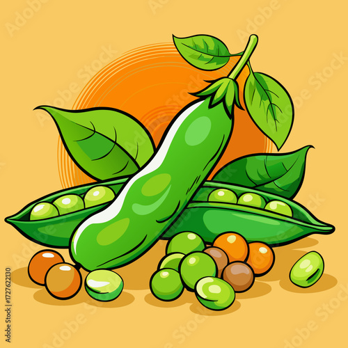 vector illustration of green peas
