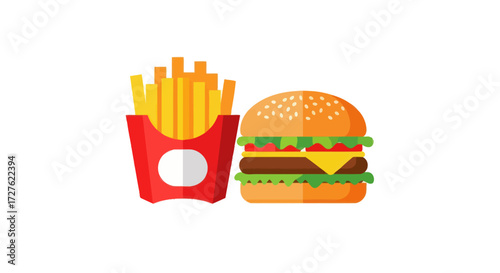 Delicious Burger and Crispy French Fries Combo Meal.