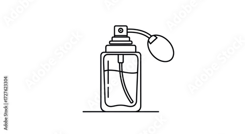 Elegant Outline of a Perfume Bottle with Atomizer.
