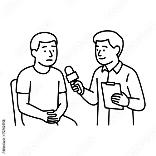 person interviewing a person vector line icon on a white background.
Vector line icon on a white background