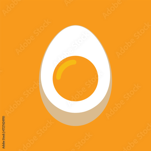 A single perfectly boiled egg cut in half vector art illustration