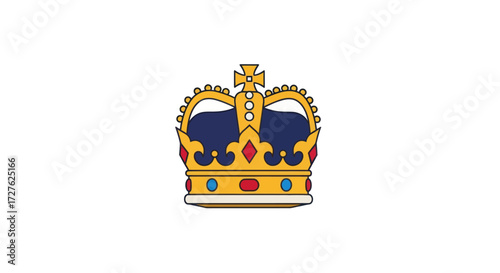 Regal Gold and Blue Royal Crown Illustration.