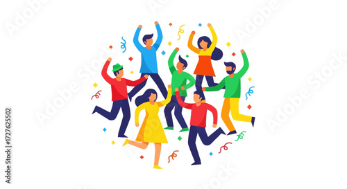 Diverse Group of People Joyfully Dancing and Celebrating Together.