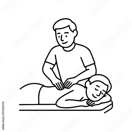 person giving a massage vector line icon on a white background.
Vector line icon on a white background