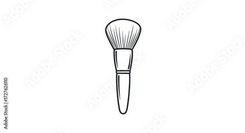 Simple Line Drawing of a Makeup Powder Brush.