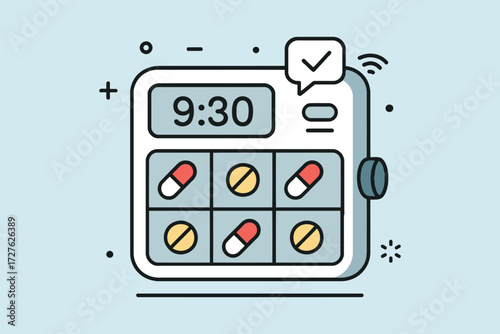Smart pill dispenser reminder app on digital device for medication management