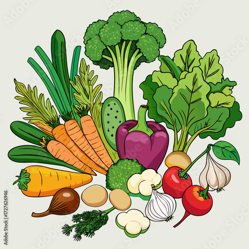 vegetables on white background