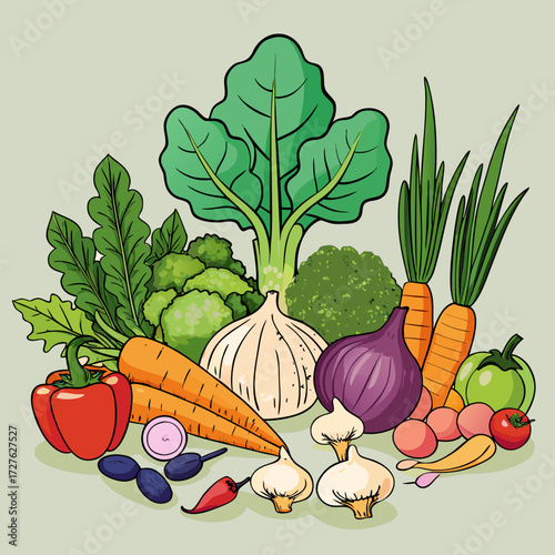 vegetables on white background