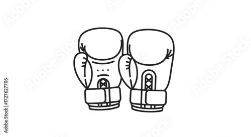Simple Hand-Drawn Boxing Gloves Line Art Illustration.