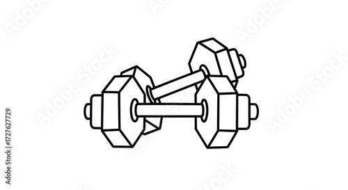 Simple Line Art Illustration of Two Dumbbells.