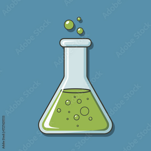 Flat design illustration of a conical shape with abstract elements