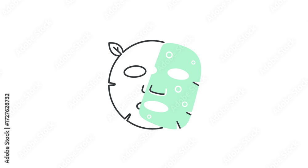 Obraz premium Illustrated Half-Face Sheet Mask with Leaf Detail.