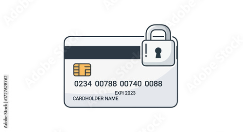 Secured Credit Card Illustration for Online Security.