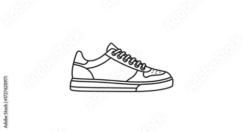 Outline Drawing of a Modern Sports Shoe.