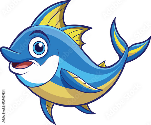  Yellowfin tuna swimming on transparent background
