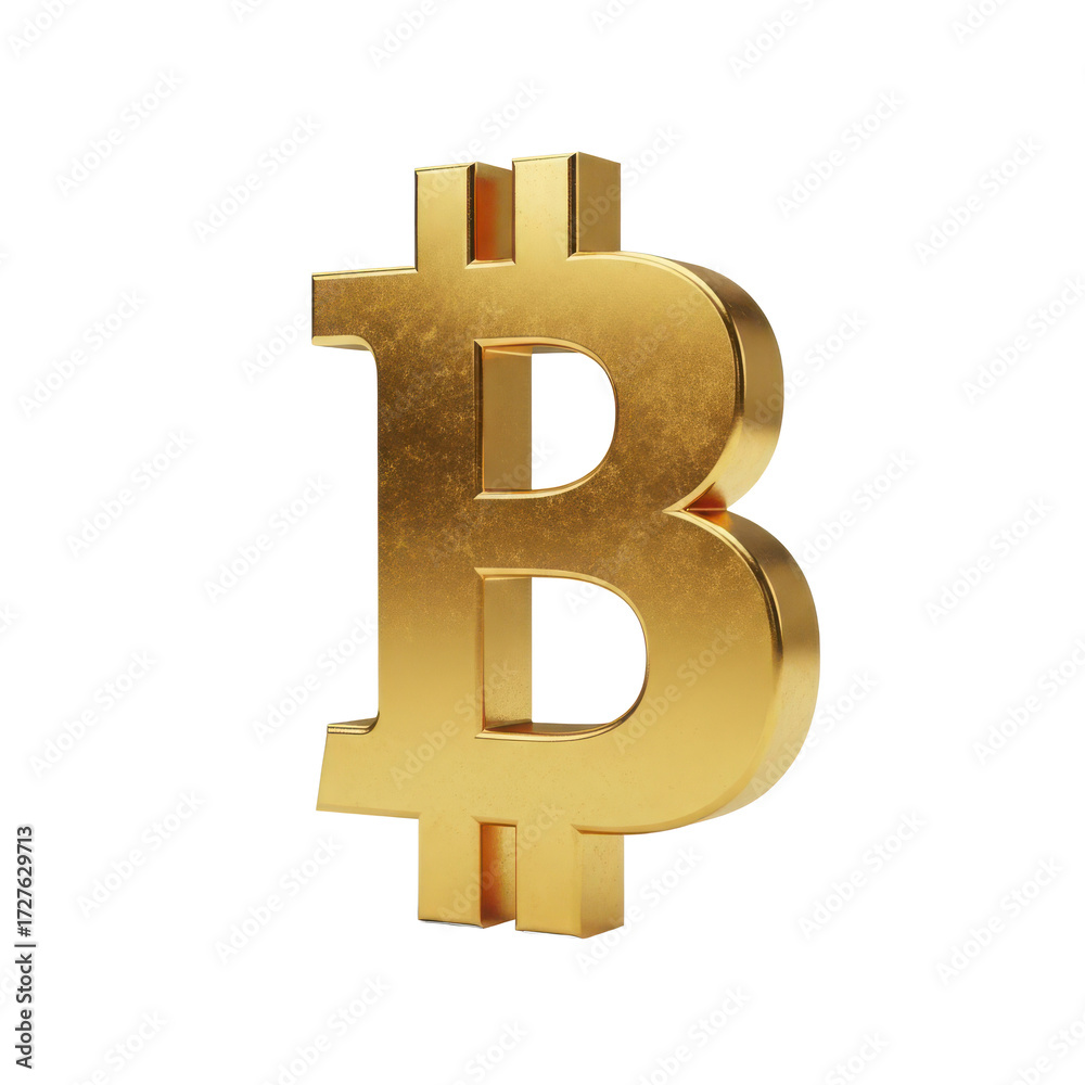Obraz premium Shiny golden bitcoin symbol representing cryptocurrency and digital finance isolated on transparent background