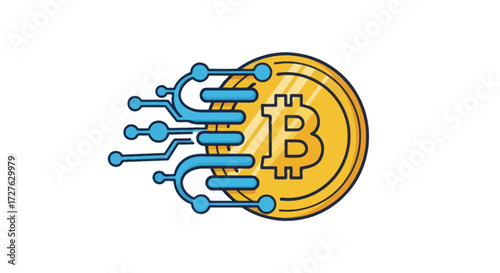 Fast Bitcoin Cryptocurrency Digital Coin Transfer.