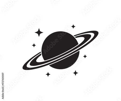 Saturn with rings vector illustration isolated on white background