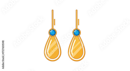 Elegant Gold Teardrop Earrings with Blue Gemstones.