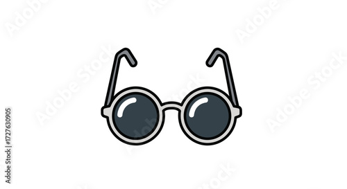 Minimalist Round Eyeglasses Icon with Dark Lenses.