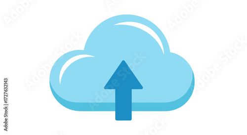 Blue cloud icon with upward arrow indicating data upload.