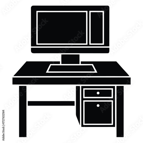 computer workstation vector icon on white backgrou