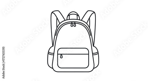 Simple Line Art Illustration of a Classic Backpack.