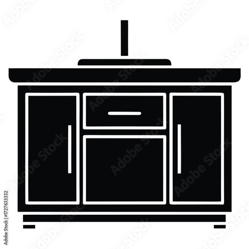 kitchen island vector icon on whitr background