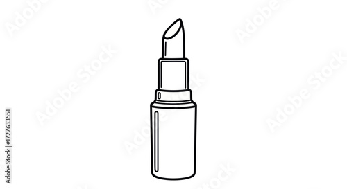 Simple Black and White Lipstick Illustration with Angled Tip.
