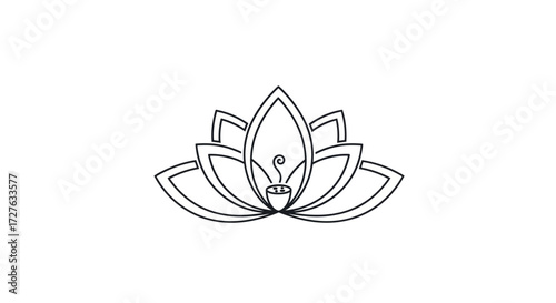 Elegant Lotus Flower with Coffee Cup Symbol Design.