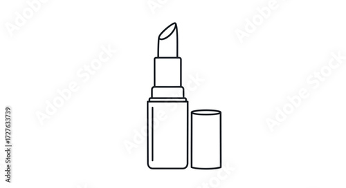 Simple Line Drawing of an Open Lipstick Tube and Cap.