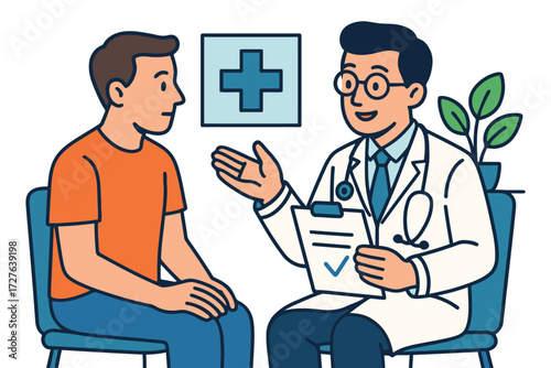 Doctor consults with patient discussing health concerns and medical advice