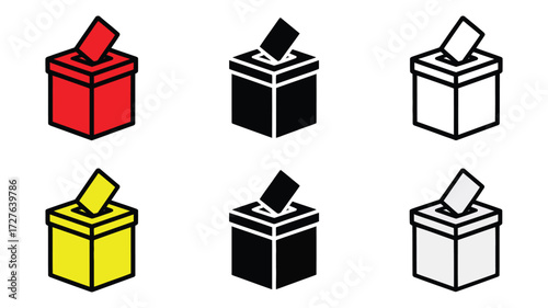 Vector art of ballot box cartoon character in different colors, election theme, vector illustration, democracy concept