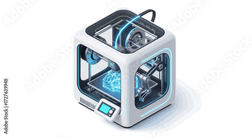 Modern 3D Printer in Action with Digital Design.