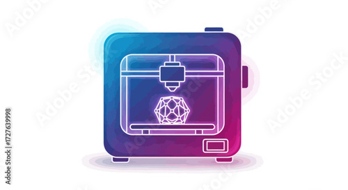 Modern 3D Printer Printing Geometric Sphere Design.