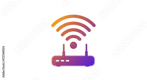 Modern Wi-Fi Router with Signal Waves Icon.