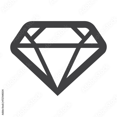Minimal Vector Diamond Design – Elegant Geometric Gemstone Outline Symbol for Luxury Branding, Jewelry Logo, Monochrome Crystal Shape Graphic Illustration