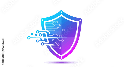 Digital Security Shield with Circuit Board Design.
