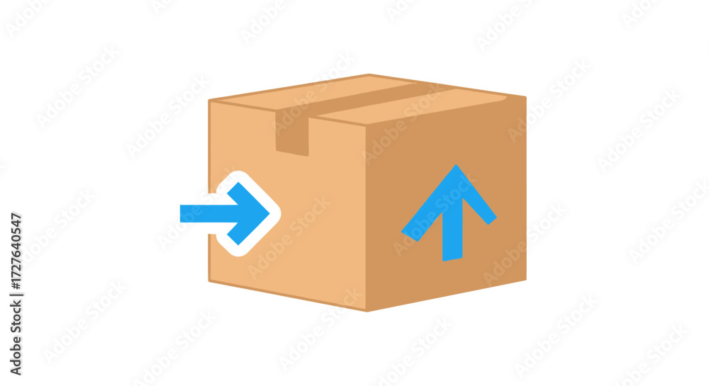 Obraz premium Cardboard Box with Shipping Arrows Indicating Direction.