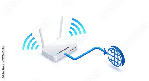 Wireless Router Broadcasting Internet Connection.