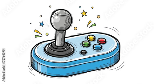 Cartoon Joystick with Buttons and Stick for Gaming.