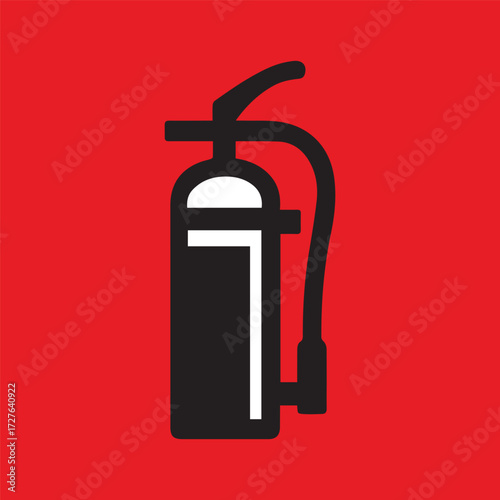 Minimal Vector Fire Extinguisher Design – Simple Safety Equipment Icon for Emergency, Industrial, and Commercial Use, Modern Monochrome Fire Protection Symbol Graphic