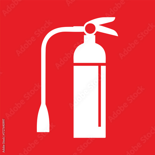 Minimal Vector Fire Extinguisher Design – Simple Safety Equipment Icon for Emergency, Industrial, and Commercial Use, Modern Monochrome Fire Protection Symbol Graphic