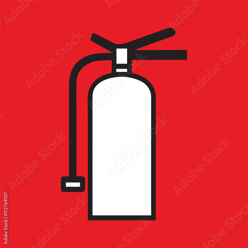 Minimal Vector Fire Extinguisher Design – Simple Safety Equipment Icon for Emergency, Industrial, and Commercial Use, Modern Monochrome Fire Protection Symbol Graphic